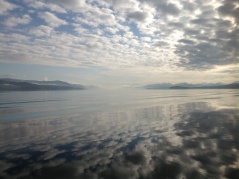Sun rising over the Sound of Lorne - the entrance to the Caledonian Canal, as we go into the Sound of Mull.